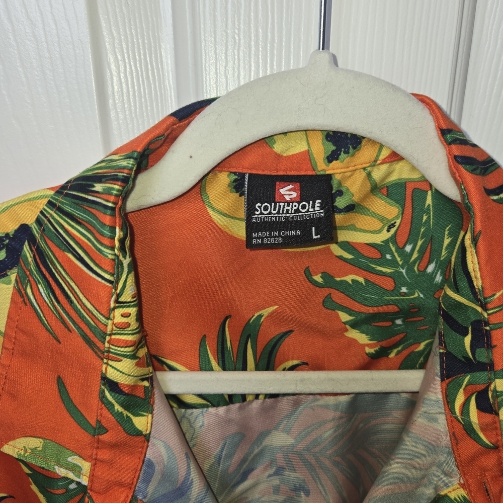 South Pole L Tropical Button Up Classic Skate Retro Casual BOLD SUMMER SURF FUN - Picture 13 of 16